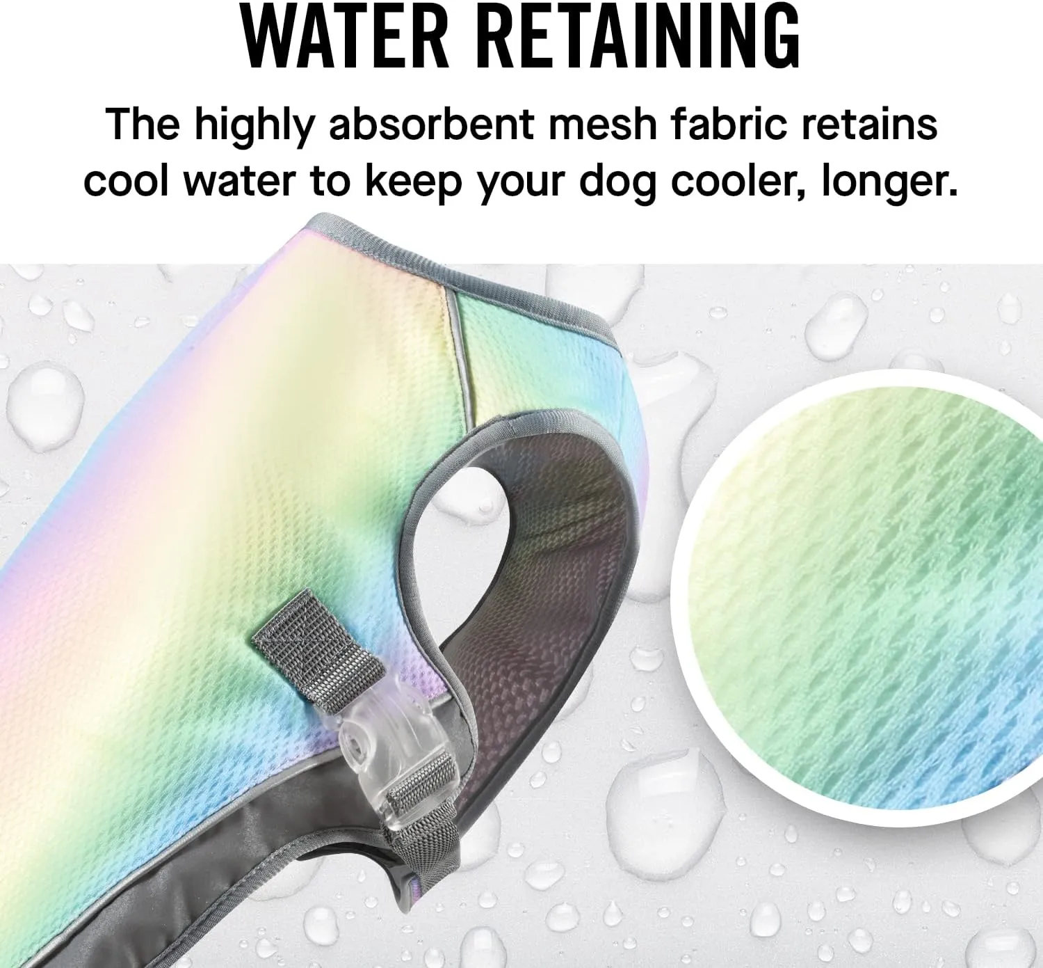 Canada Pooch Dog Cooling Vest - Evaporative Cooling Vest for Dogs with Breathable Mesh Material & Reflective Lining, Adjustable Dog Cooling Vest Great for Dogs 16 (15-17" Back Length), Rainbow