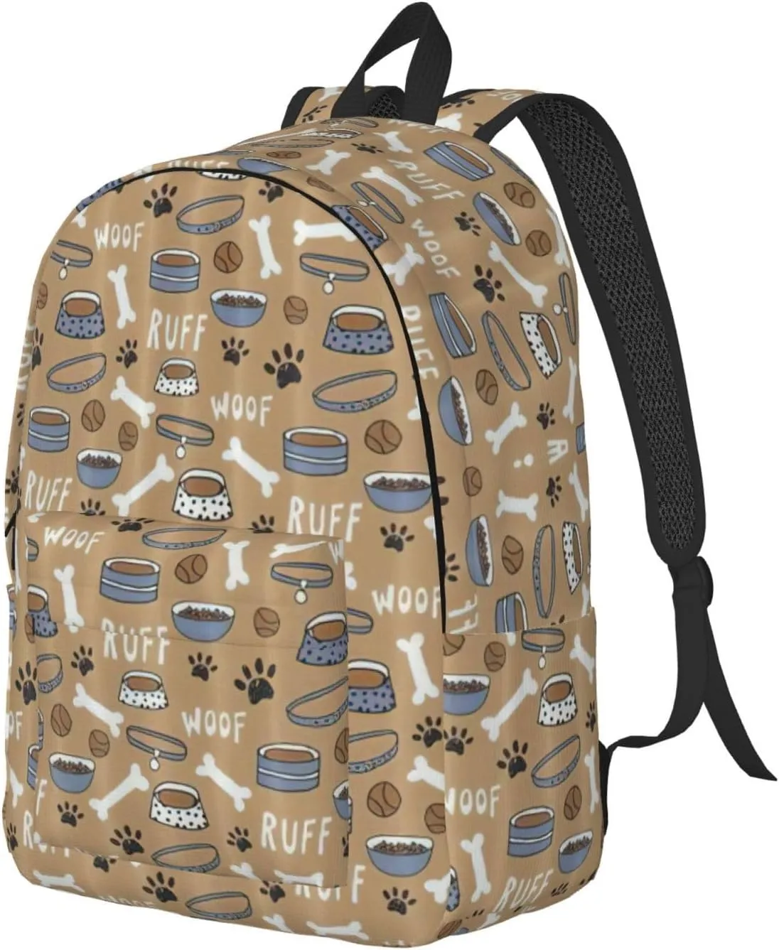 Canvas Fashions Cute Dog Bone Bowl Woof Paw Print Backpacks,Casual Lightweight Sports Rucksack Travel Multipurpose Bag
