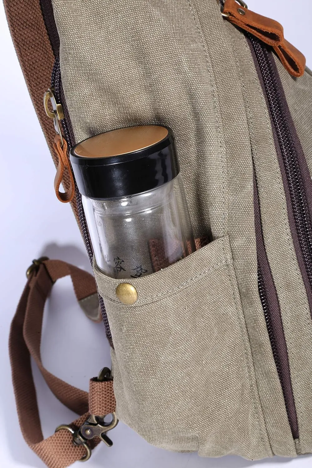 Canvas Sling Bag - Small Crossbody Backpack Shoulder Casual Daypack Rucksack for Men Women Outdoor Cycling Hiking Travel Grey1