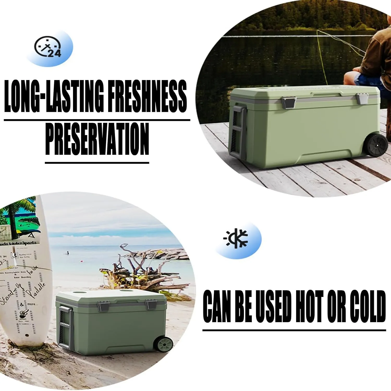 Car Camping Coolers for Jaguar Concept/E-Pace/F-Pace/F-Type/I-Pace/XK, Waterproof Portable Cooler, Leak Proof Picnic Insulated Bag, Ultra-Light Premium Ice Chest Box,A-Green-45L