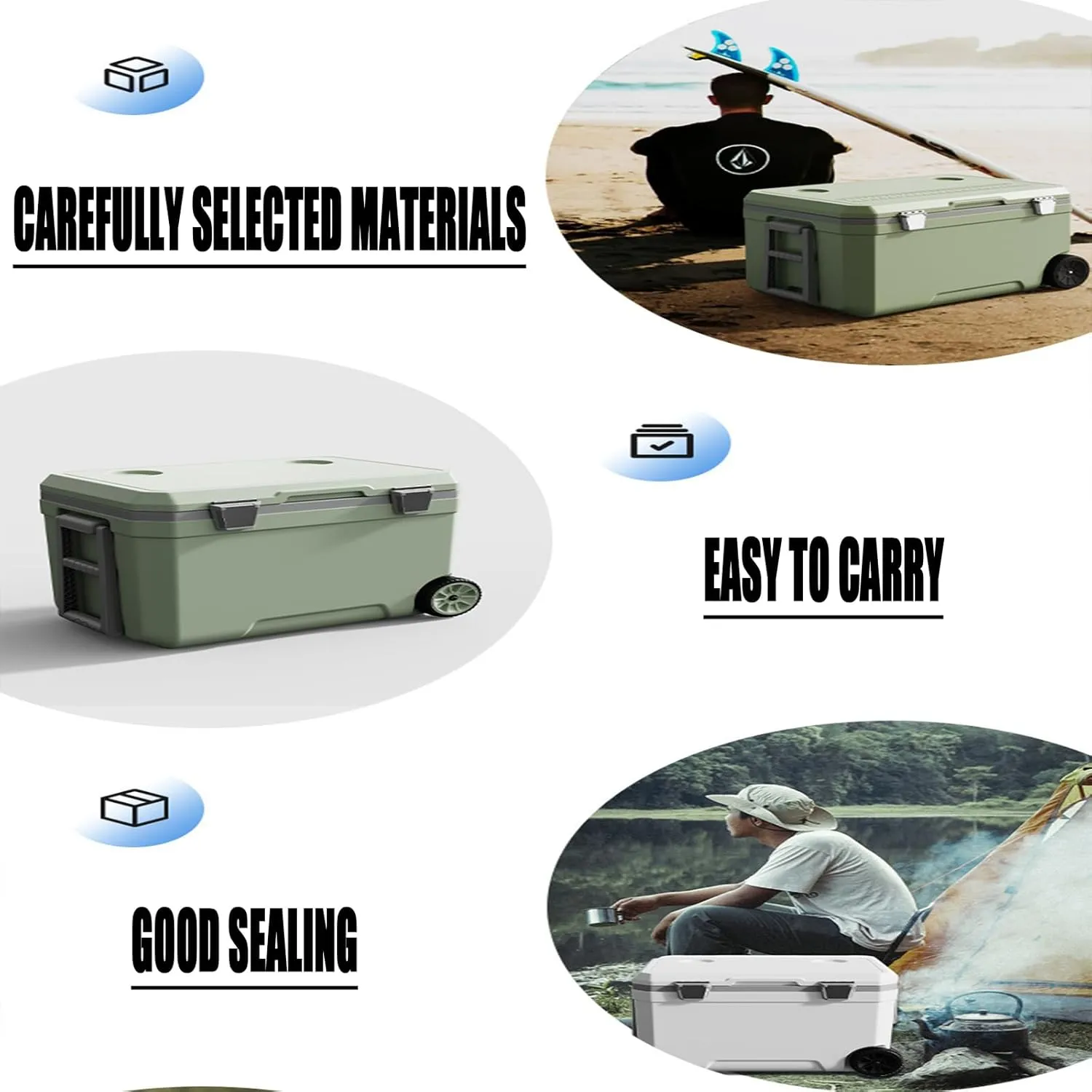 Car Camping Coolers for Jaguar Concept/E-Pace/F-Pace/F-Type/I-Pace/XK, Waterproof Portable Cooler, Leak Proof Picnic Insulated Bag, Ultra-Light Premium Ice Chest Box,A-Green-45L