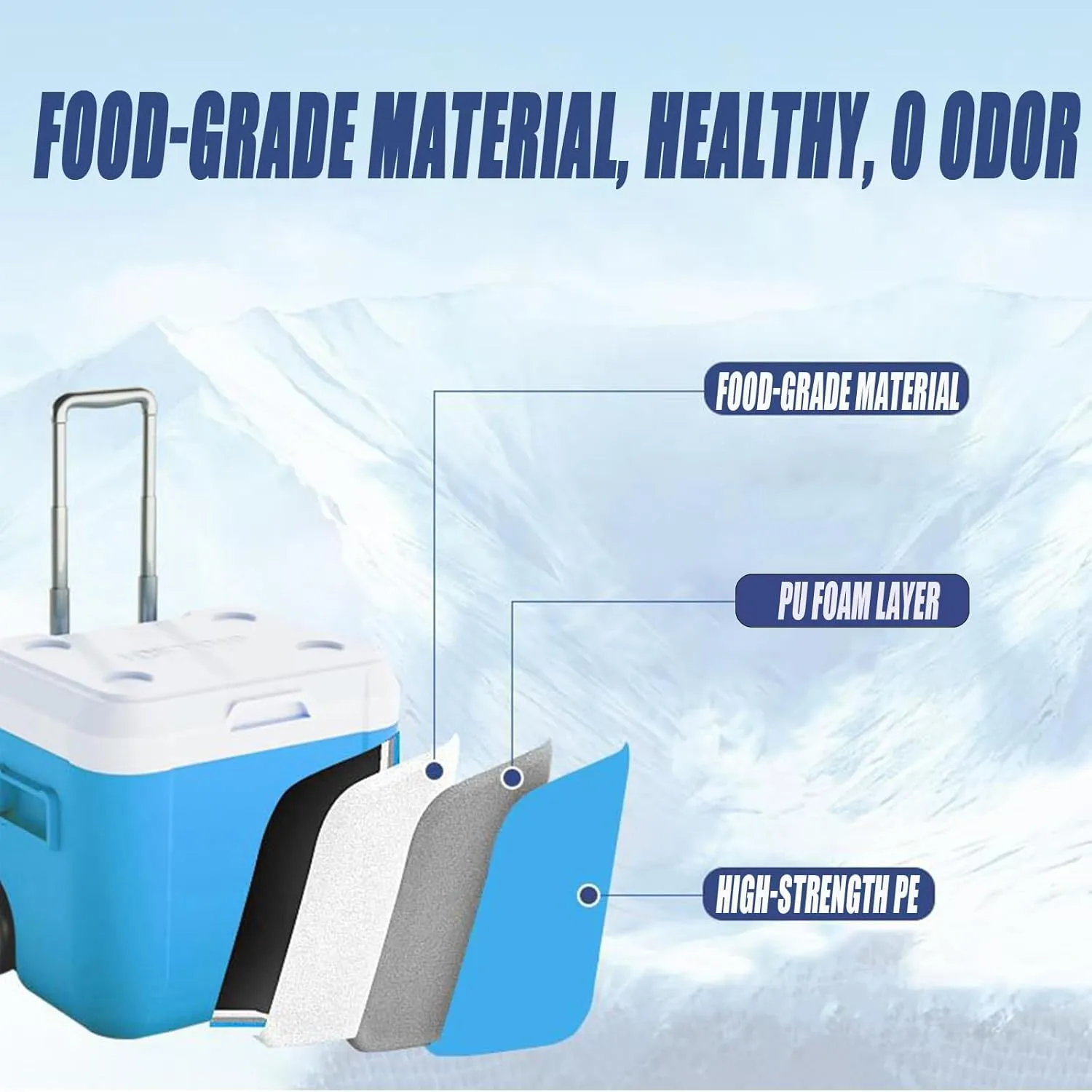 Car Camping Coolers for NIO EC6/EC7/EL6/EL7/ES6/ES7/ES8/ET5/ET7/ET9/EP9, Leak Proof Cooler, Portable Lightweight Ice Chest Box, Compartments Waterproof Insulated Bag,A-Blue