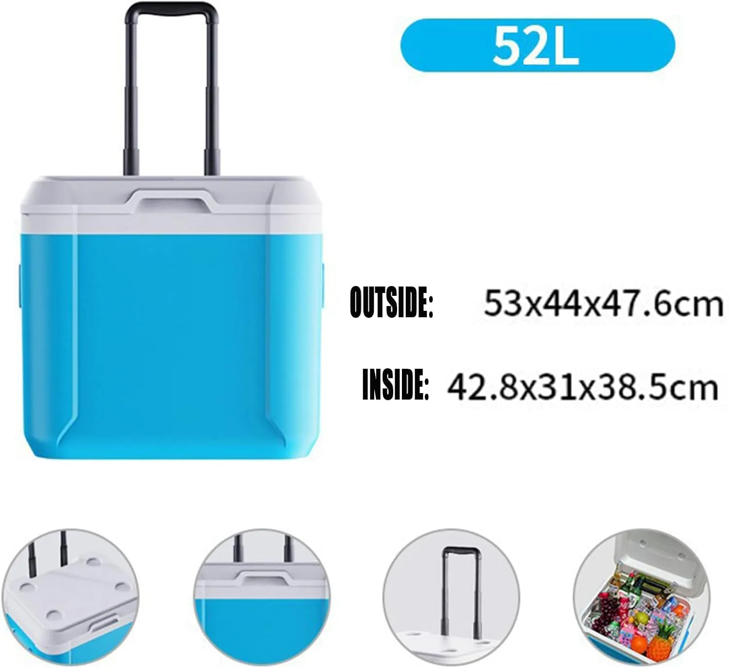 Car Camping Coolers for NIO EC6/EC7/EL6/EL7/ES6/ES7/ES8/ET5/ET7/ET9/EP9, Leak Proof Cooler, Portable Lightweight Ice Chest Box, Compartments Waterproof Insulated Bag,A-Blue