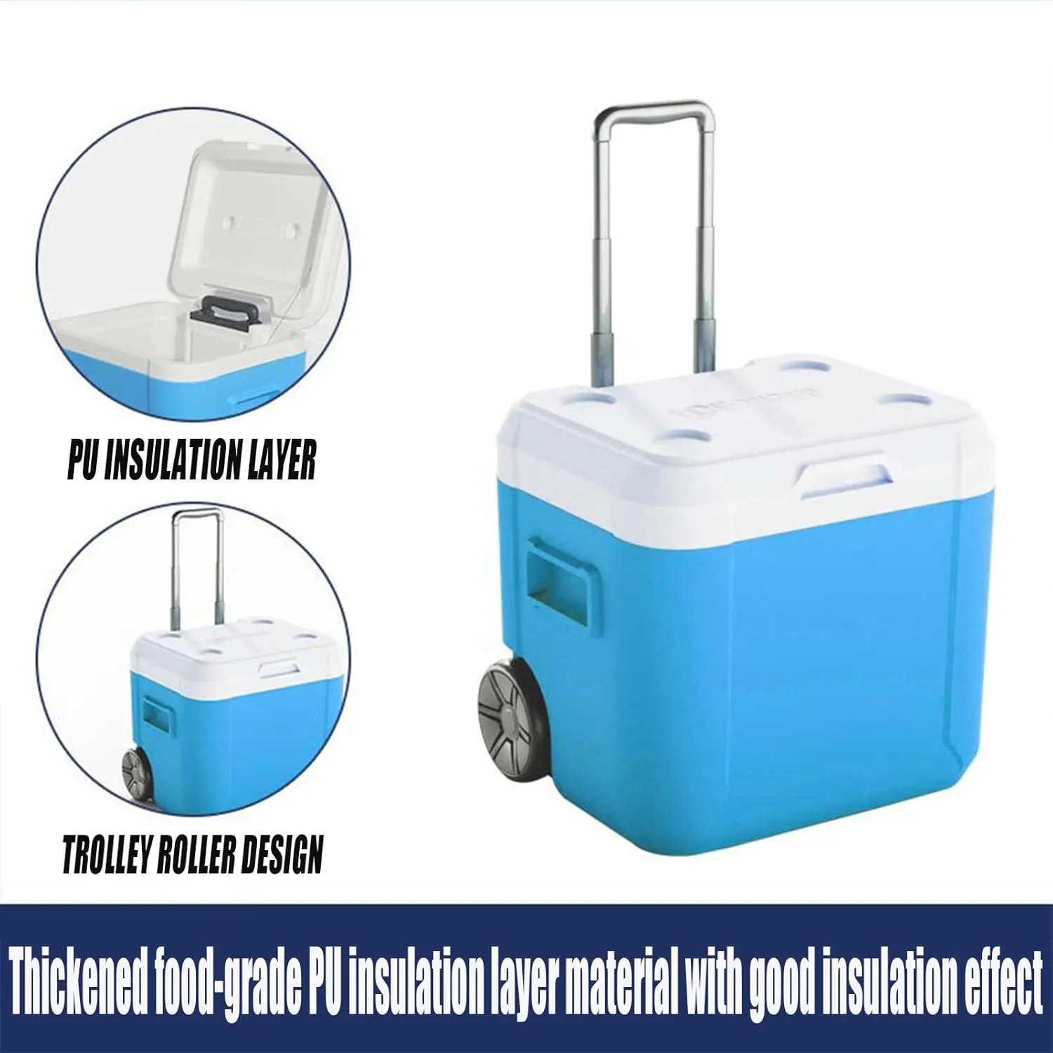 Car Camping Coolers for NIO EC6/EC7/EL6/EL7/ES6/ES7/ES8/ET5/ET7/ET9/EP9, Leak Proof Cooler, Portable Lightweight Ice Chest Box, Compartments Waterproof Insulated Bag,A-Blue