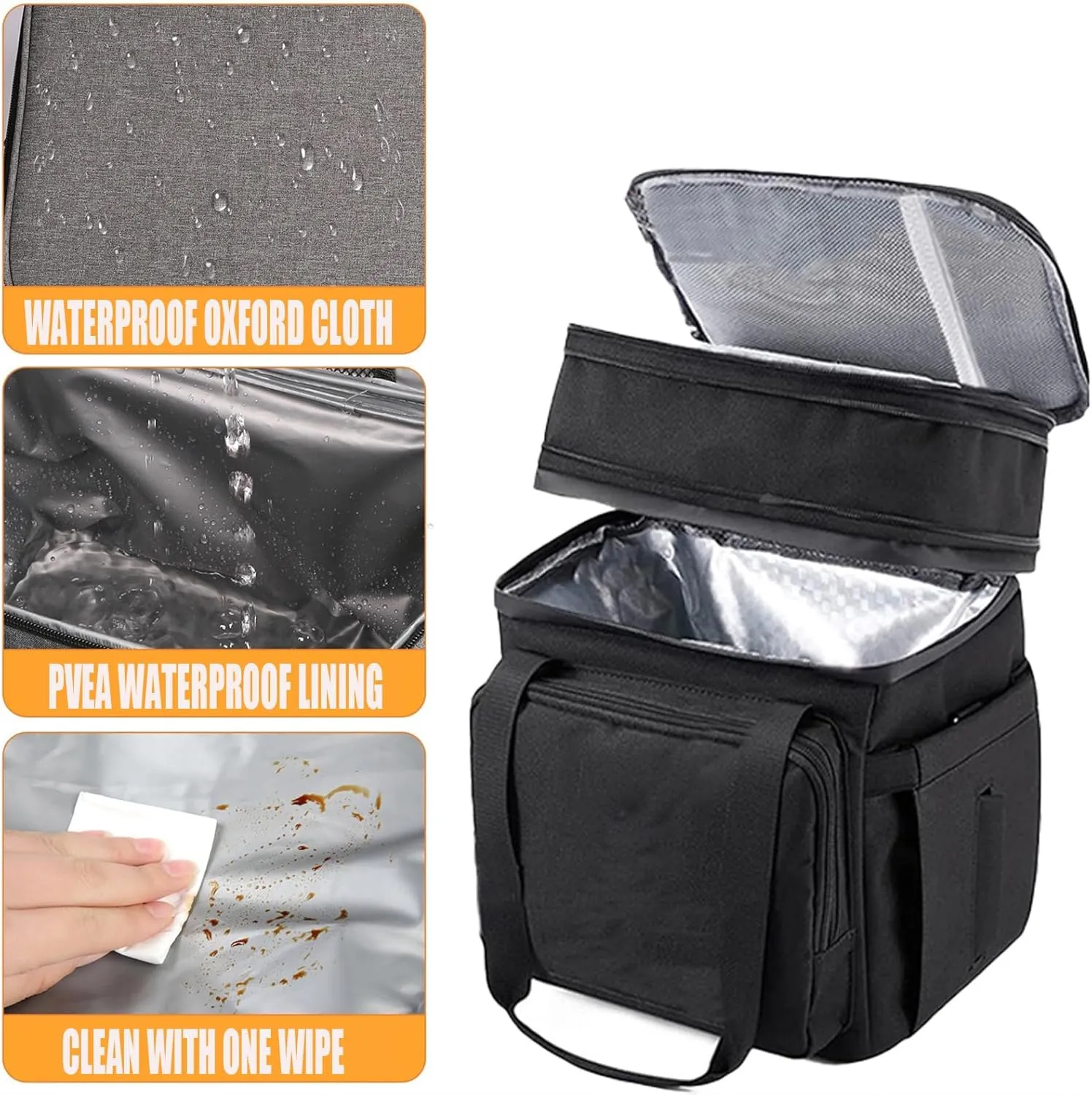 Car Camping Coolers for Volkswagen Amarok/Caddy/Crafter/Passat, Leak Proof Cooler, Portable Lightweight Ice Chest Box, Compartments Waterproof Insulated Bag,B-Grey