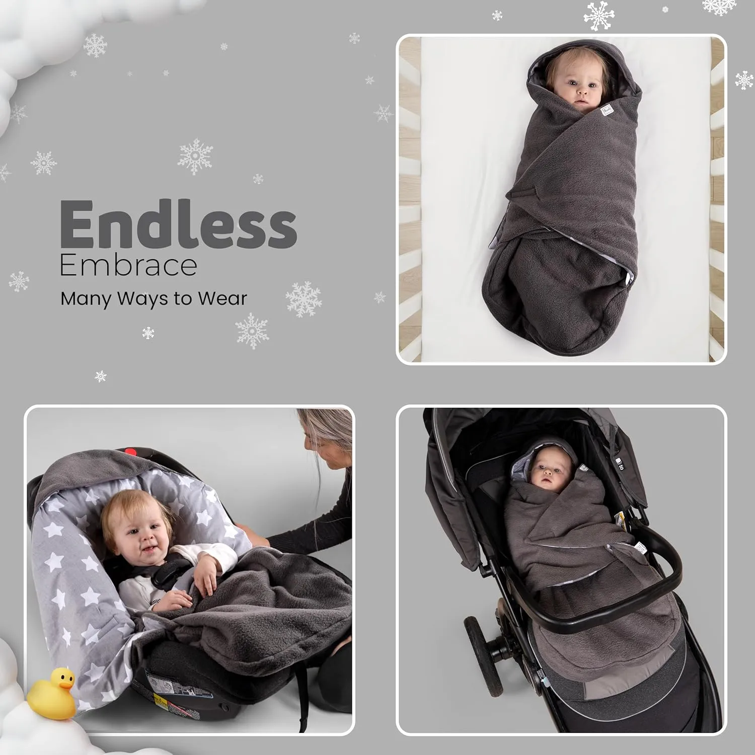 Car seat Blankets for Babies - Baby Footmuff - Carseat Swaddle Blanket - Stroller Bunting Bag for Infants - Baby Newborn Winter Gear (Grey/Stars)