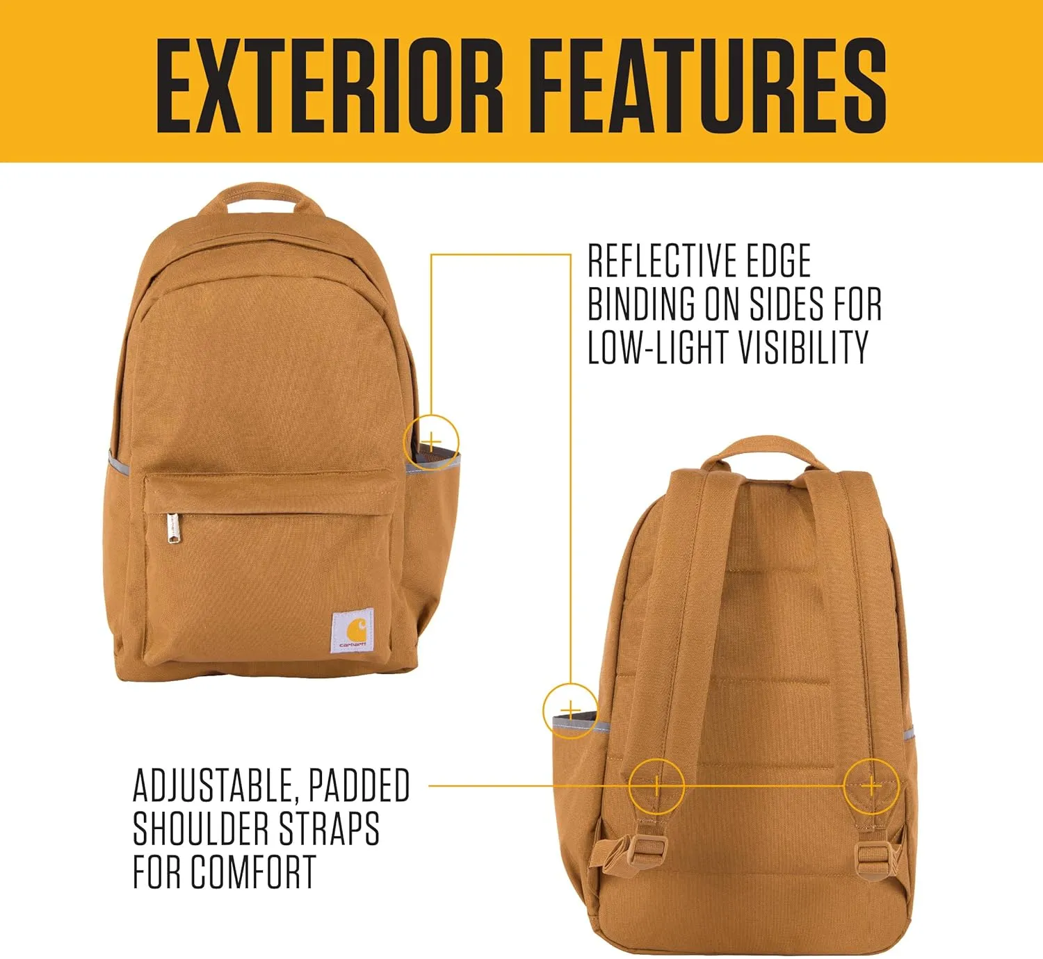 Carhartt 21L Classic Backpack, Water-Resistant Pack W/ 15" Laptop Sleeve and Organizational Compartments, Port, PFAS Free