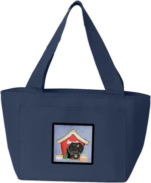 Caroline's Treasures BB2882NA-8808 Dog House Collection Wire Haired Dachshund Dapple Lunch Bag Insulated Lunch Box Tote Bag for Women Adult Men, Reusable, Large, Navy