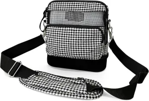 Carry Bag Fit For Rhythm P2 POC, carry bag with pockets for extra accessories, zippered bottom compartment for extra storage, padded adjustable shoulder strap/black & white houndstooth print