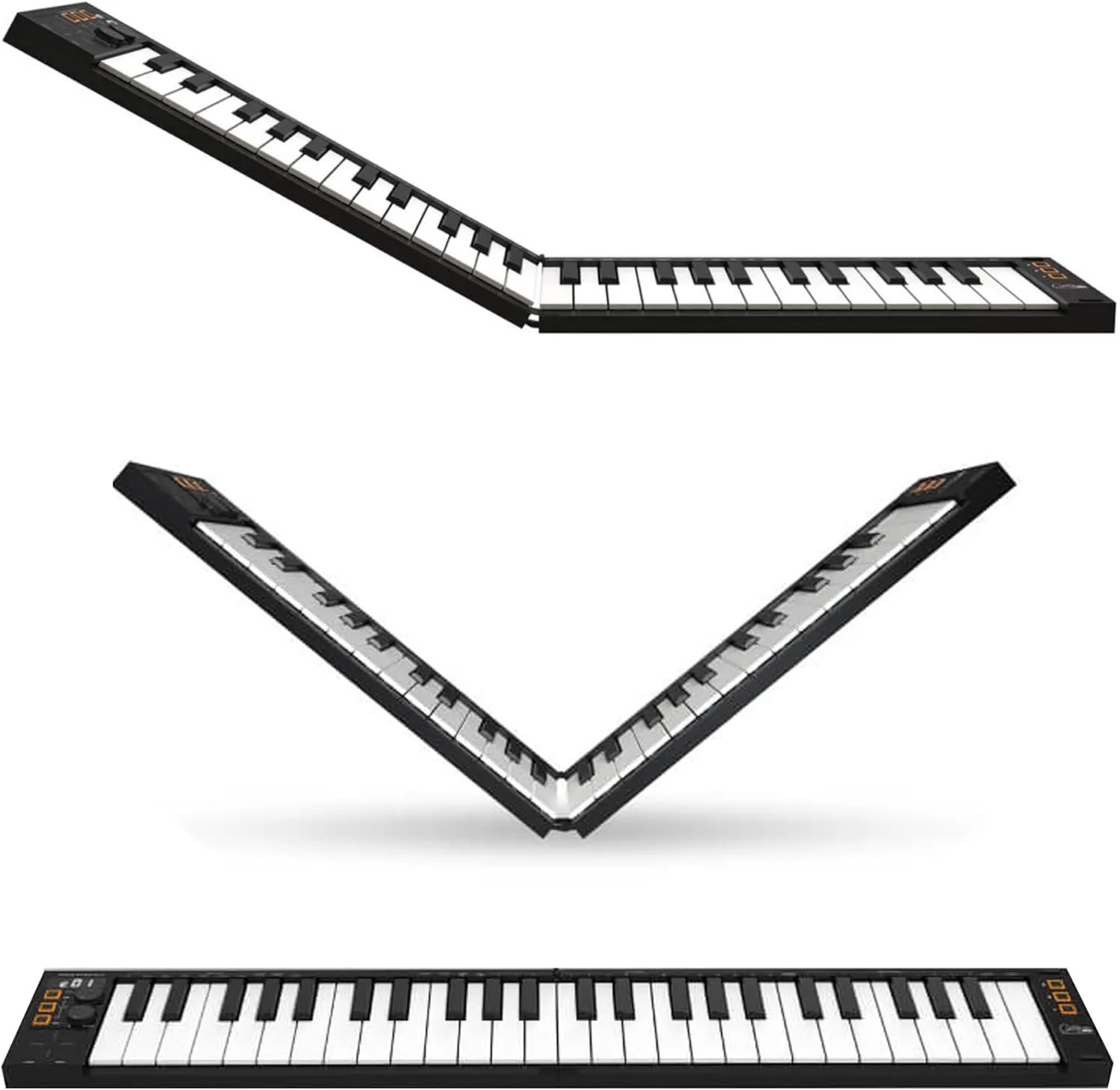 Carry-on Folding MIDI Controller 49 - MIDI Over Bluetooth &USB Ultra-Portable Keyboard Controller - Built-In Battery for Professional Music Production - Compatible with Mac, PC, iOS