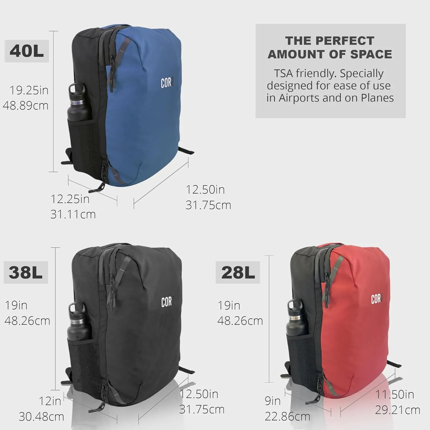 Carry On Travel Backpack Bundle | Island Hopper Travel Backpack with Toiletry Bag and Compression Packing Cube Set (40L, Navy Blue)