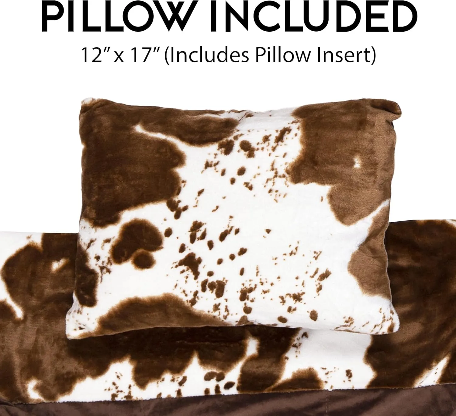 Carstens, Inc. Kids Slumber Bag Sleeping Bag/Nap Mat with Pillow for Boys & Girls, Cow Print