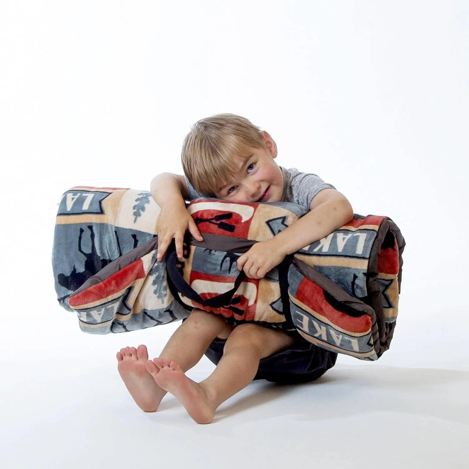 Carstens, Inc. Kids Slumber Bag Sleeping Bag/Nap Mat with Pillow for Boys & Girls, Lake Rustic