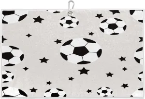 Cartoon Football Stars Golf Towel with Heavy Duty Carabiner Ultra Absorbent Quick Dry Perfect for Cleaning Clubs Balls Gear Essential Golf Accessory for Men Women Kids