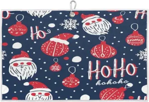 Cartoon Santa Claus Snowflake Golf Towel with Heavy Duty Carabiner Clip Quick Dry Ultra Absorbent Club Ball Cleaning Towel Golf Accessories for Men Women