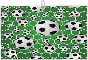 Cartoon Soccer Golf Towel with Heavy Duty Carabiner Clip Quick Dry Ultra Absorbent Club Ball Cleaning Towel Golf Accessories for Men Women