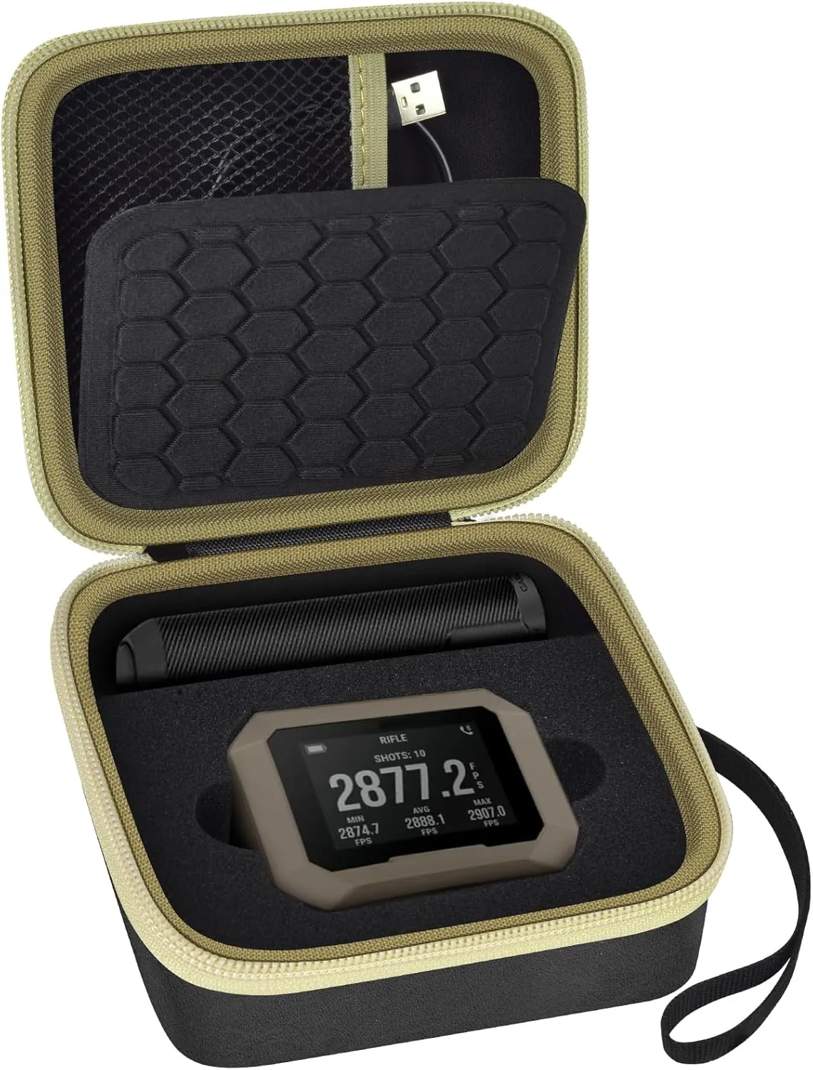 Case Compatible with Garmin Xero C1 Pro Compact Chronograph for Range Shooting Stoarge Holder Bag for USB Charging Adapters, Cube and More Accessories(Box Only) (Black-Brown)