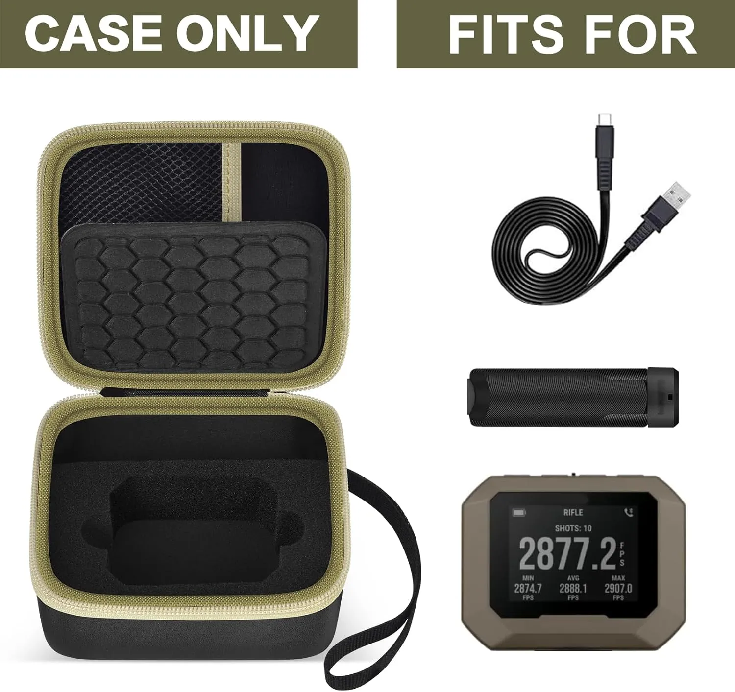 Case Compatible with Garmin Xero C1 Pro Compact Chronograph for Range Shooting Stoarge Holder Bag for USB Charging Adapters, Cube and More Accessories(Box Only) (Black-Brown)