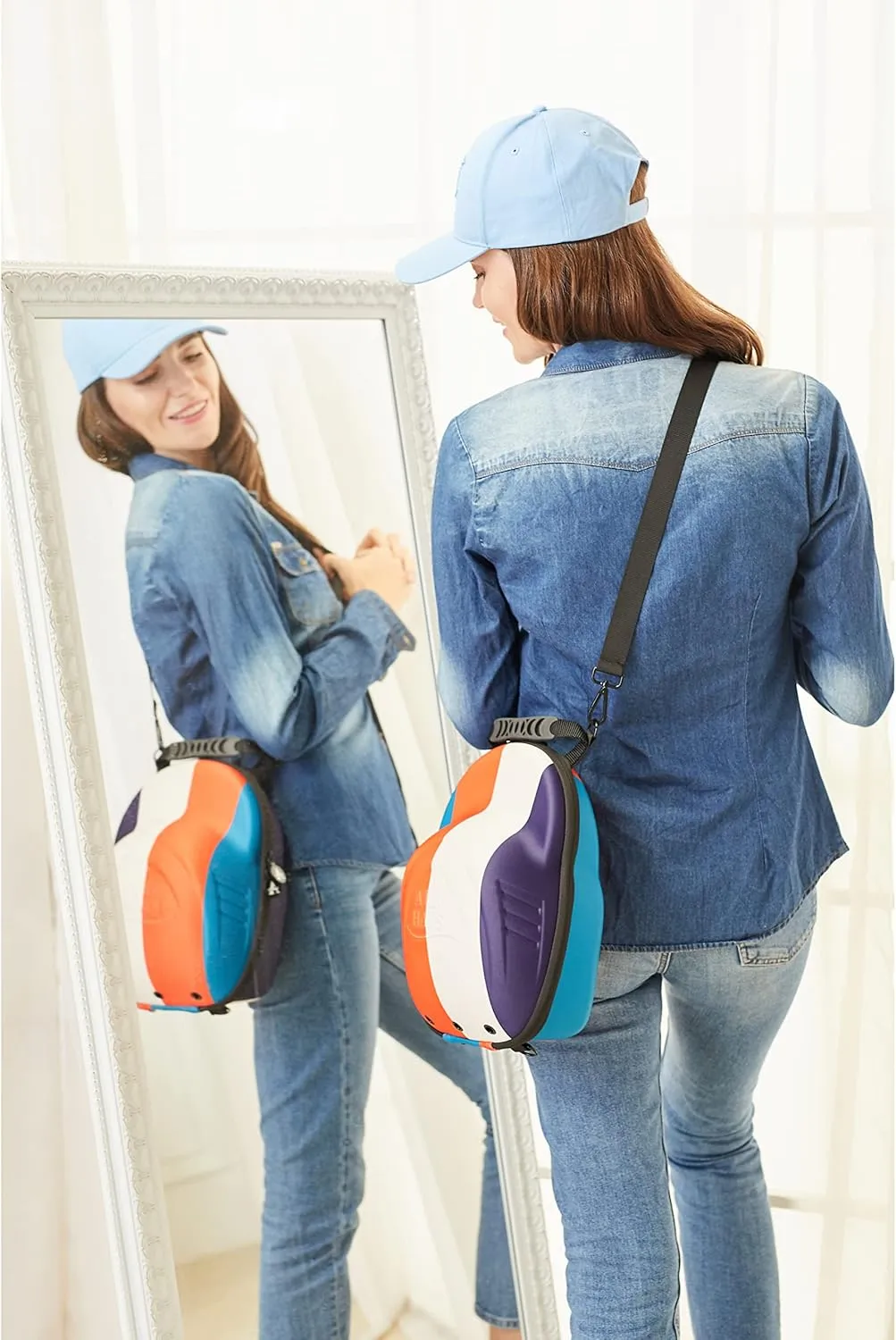 Case for Baseball Caps Hard Travel Hat Case Cap Carrier Hats Storage Box Shoulder Strap Carabiner Fits 6 Hats