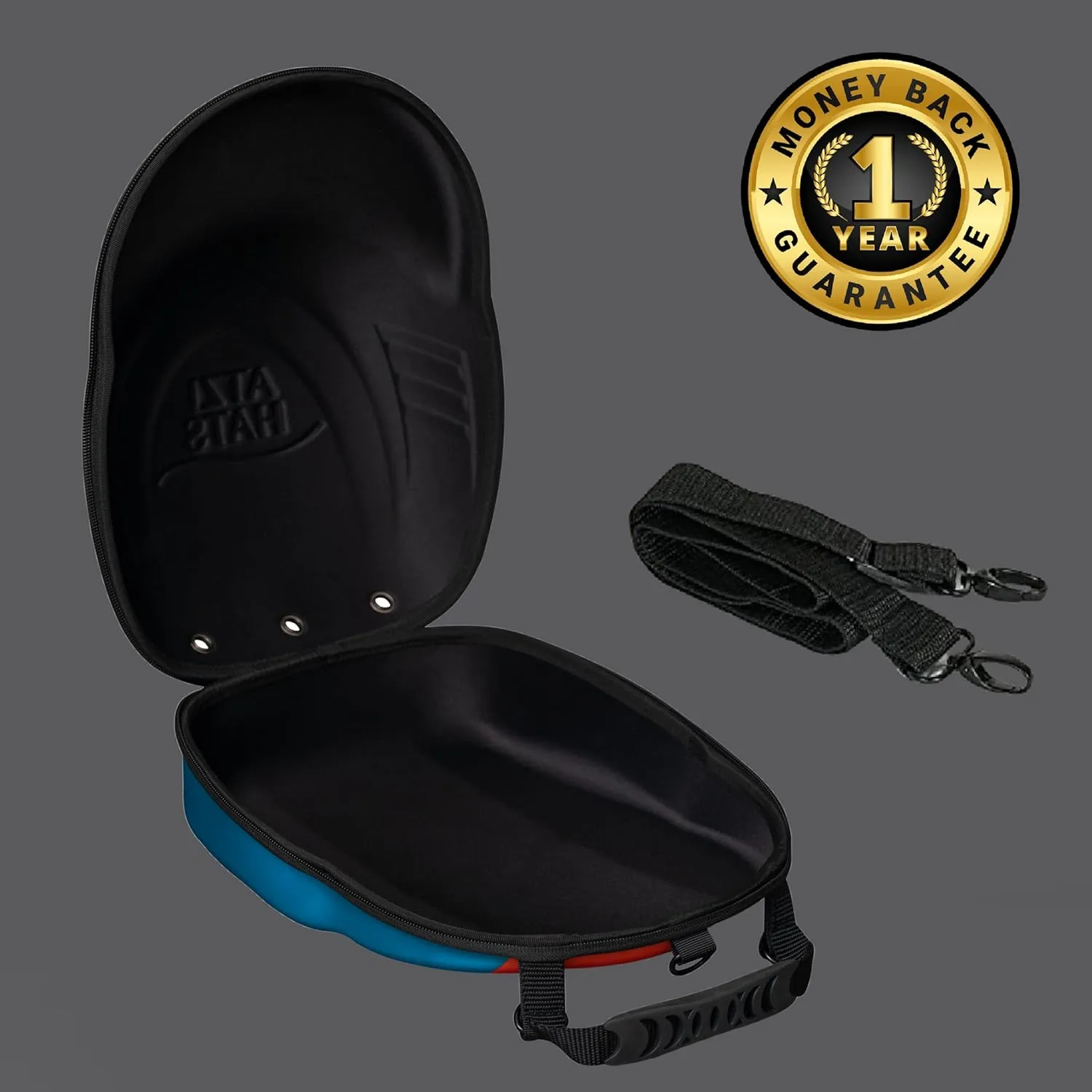 Case for Baseball Caps Hard Travel Hat Case Cap Carrier Hats Storage Box Shoulder Strap Carabiner Fits 6 Hats