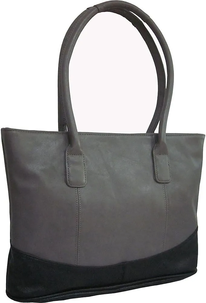 Casual Leather Handbag (#1827-7) (Gray/Black)