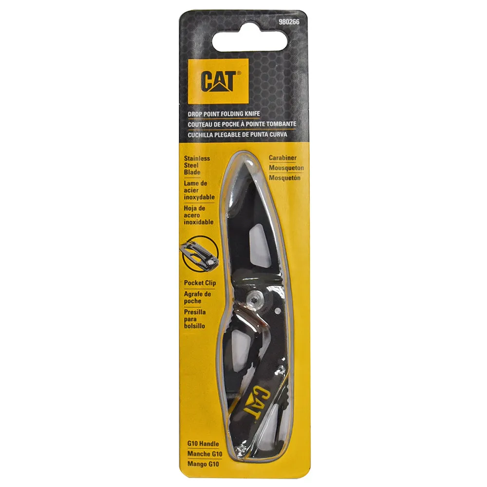 CAT 135MM FOLDING SKELETON KNIFE W/CARABINER