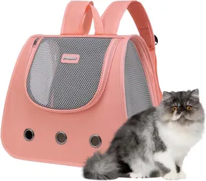 Cat Backpack, Fully Ventilated Collapsible Dog Backpack for Outdoor Travel Hiking Camping, Dog Backpack, Portable Pet Backpack(Pink)