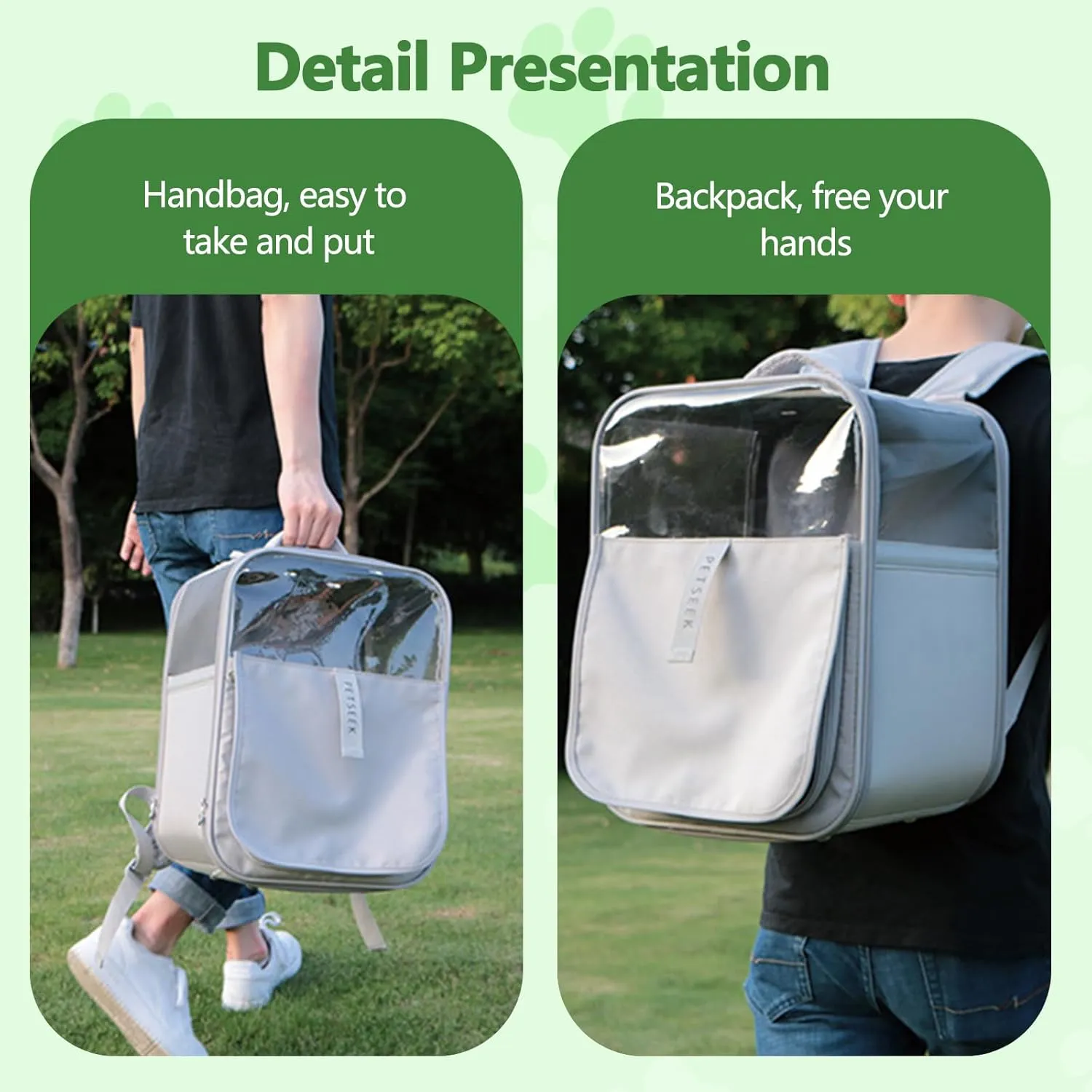 Cat Backpack, Pet Backpack for Cats Dogs, Fully Ventilated Design, Dog Backpack for Travel, Hiking, Outdoor Use(Green)