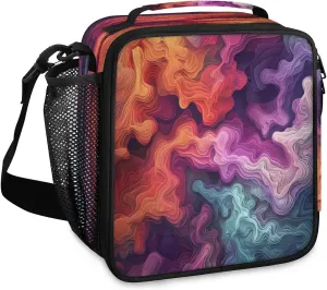 Chaotic Waves Lunch Box for Women, Reusable Insulated Lunch Bag, Lunchbox for Adult with Shoulder Strap, Lunch Tote Cooler Bags for Work Picnic Camping