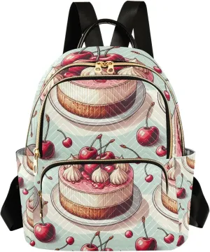 Cherry Cheesecake Mini Backpack Purse, Waterproof Mini Backpack for Women 14 L