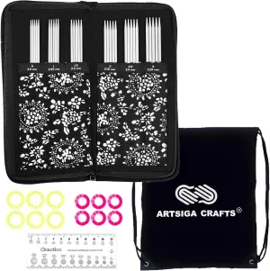 ChiaoGoo Twist Red Lace 6-Inch 6600 DPN Double Pointed Sock Knitting Needle Set, Sizes US 0, 1, 1.5, 2, 2.5, 3, Stainless Steel, Stitch Markers, Needle Gauge with Project Bag