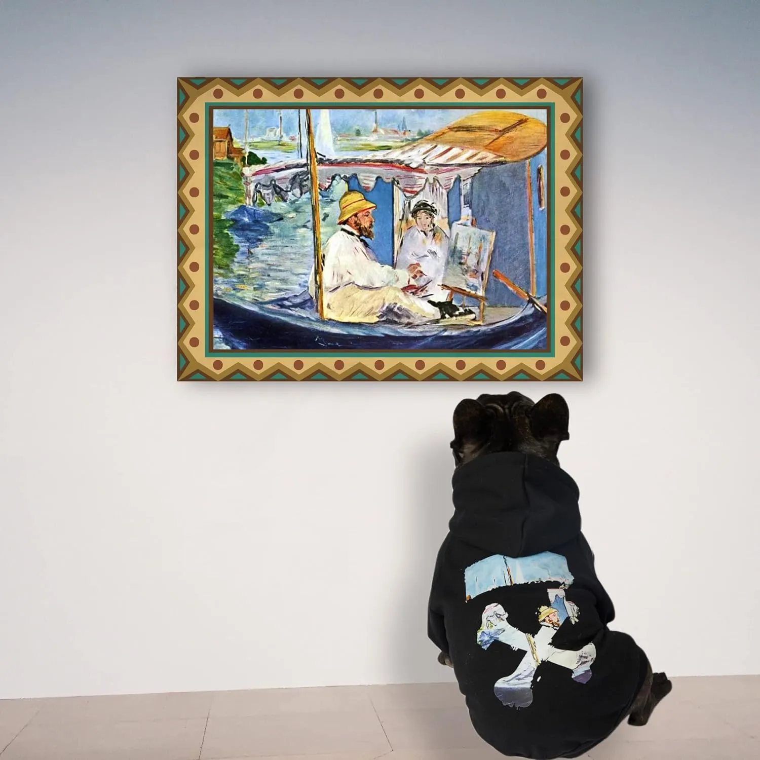 ChoChoCho Woof Dog Hoodie, Designer Dog Hoodies for Small Medium Large Breeds, Art Collection Dog Sweatshirts, Street Drawstring Hoodies Outfit Clothes for Puppy Puppies (S, Monet Painting)