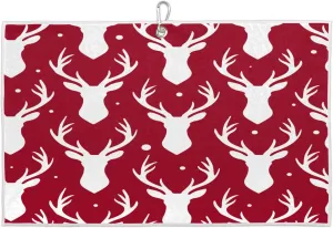 Christmas Deer Golf Towel with Heavy Duty Carabiner Ultra Absorbent Quick Dry Perfect for Cleaning Clubs Balls Gear Essential Golf Accessory for Men Women Kids