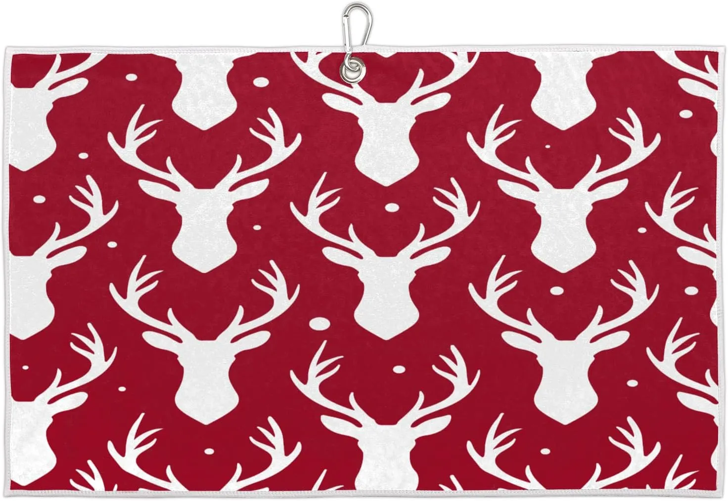 Christmas Deer Golf Towel with Heavy Duty Carabiner Ultra Absorbent Quick Dry Perfect for Cleaning Clubs Balls Gear Essential Golf Accessory for Men Women Kids