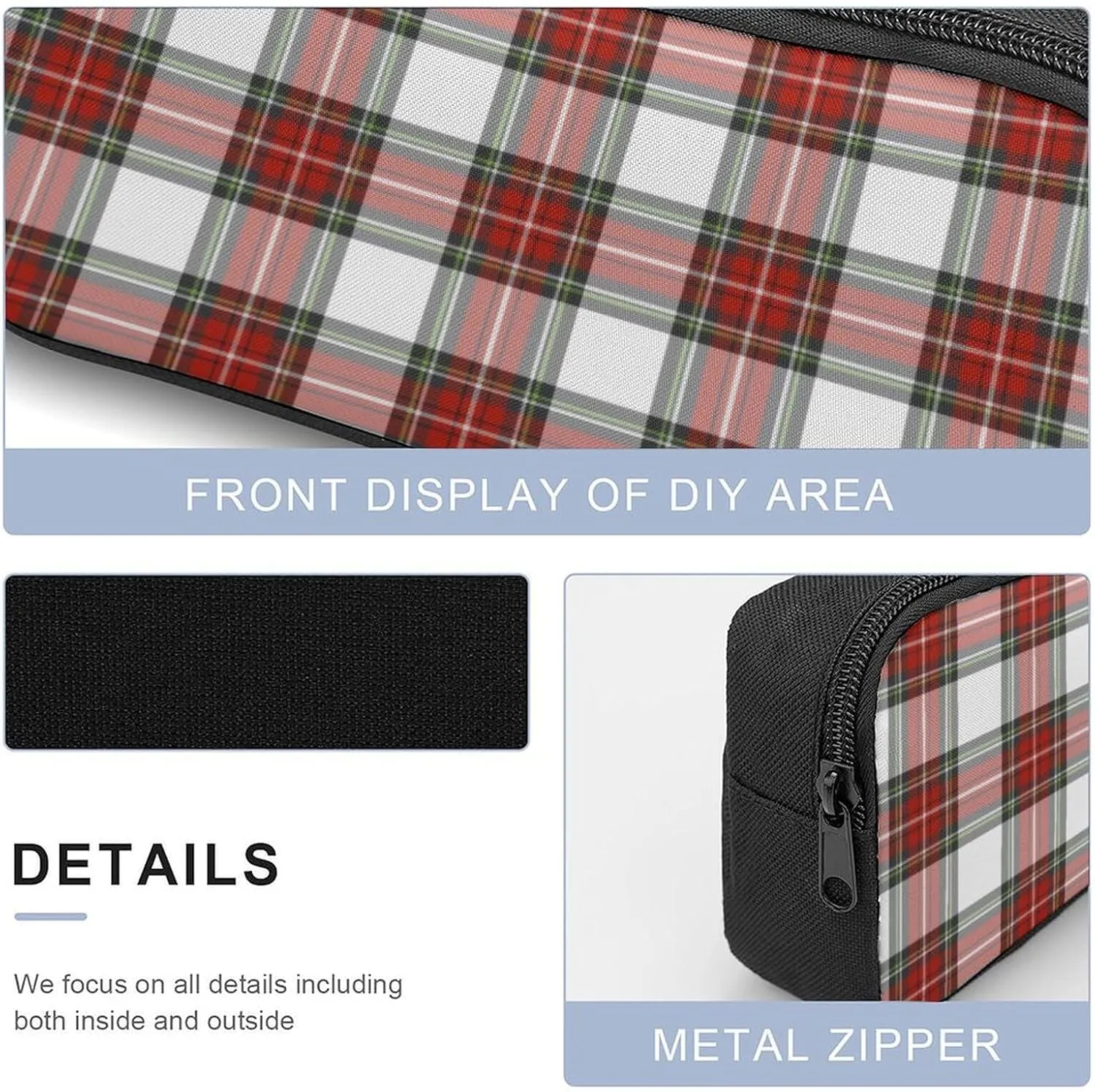 Christmas Grid Red Grid 17 Inch Backpack Diagonal Lunch Bag Pencil Case Set Unisex