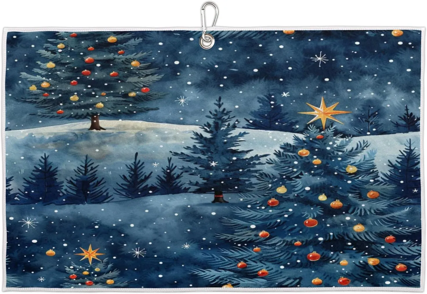 Christmas Tree Balls Golf Towel with Heavy Duty Carabiner Clip Quick Dry Ultra Absorbent Club Ball Cleaning Towel Golf Accessories for Men Women