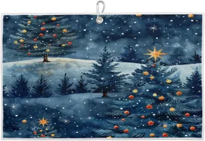 Christmas Tree Balls Golf Towel with Heavy Duty Carabiner Clip Quick Dry Ultra Absorbent Club Ball Cleaning Towel Golf Accessories for Men Women