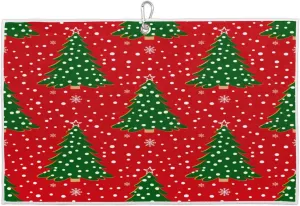 Christmas Tree Snowflake Cartoon Golf Towel with Heavy Duty Carabiner Ultra Absorbent Quick Dry Perfect for Cleaning Clubs Balls Gear Essential Golf Accessory for Men Women Kids