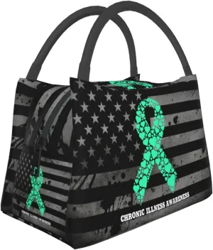 Chronic Illness Awareness Lunch Box Large Portable Collapsible Insulated Cooler Lunch Tote for Men Women32