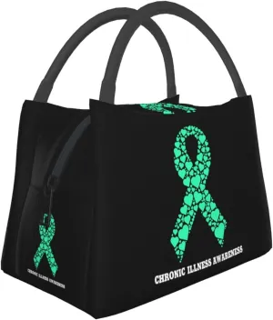 Chronic Illness Awareness Lunch Box Large Portable Collapsible Insulated Cooler Lunch Tote for Men Women36, Black