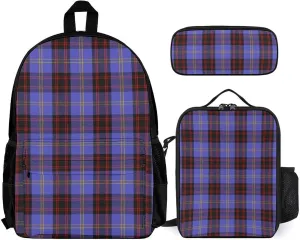 Clan Rutherford Tartan Lightweight Pocket Backpack Crossbody Lunch Bag Set Unisex