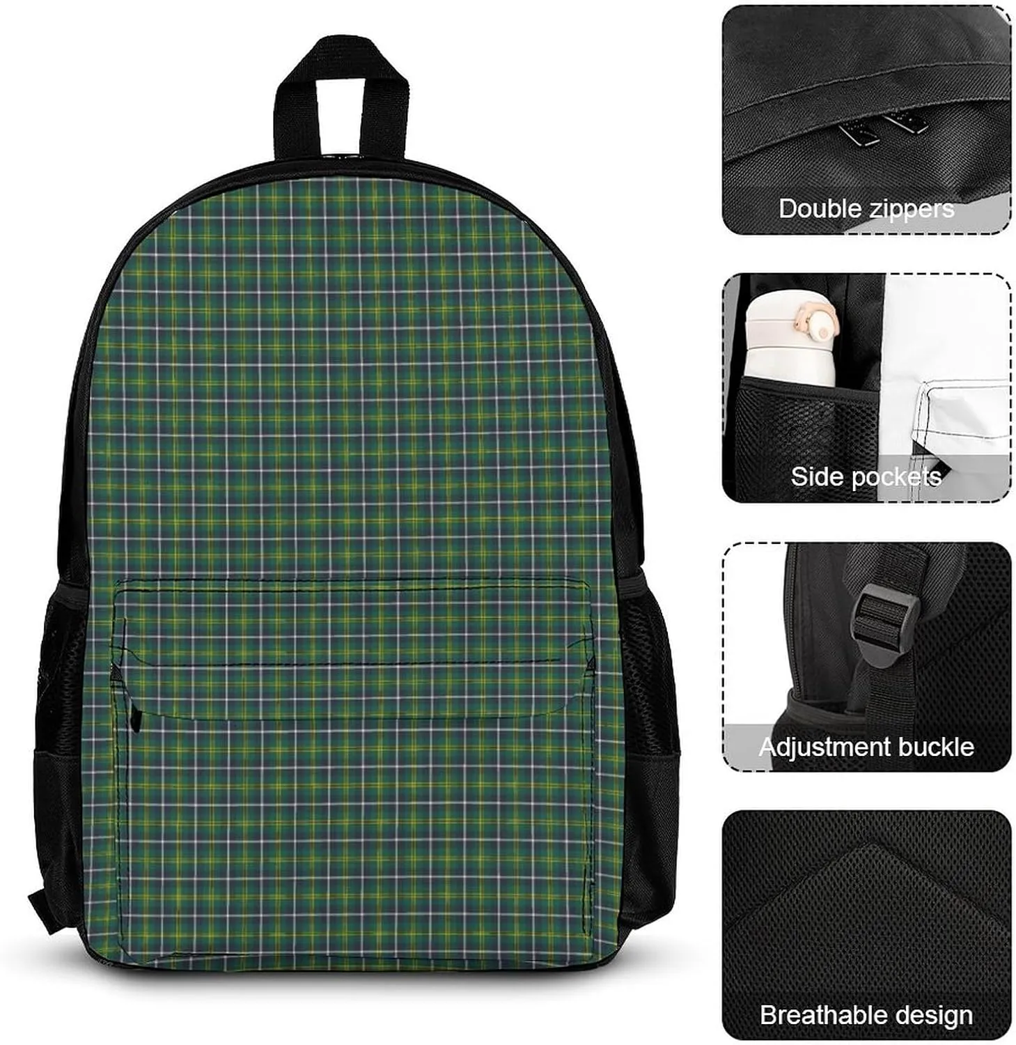 Clan Turnbull Hunting Tartan Lightweight Pocket Backpack Crossbody Lunch Bag Set Unisex