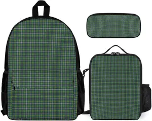 Clan Turnbull Hunting Tartan Lightweight Pocket Backpack Crossbody Lunch Bag Set Unisex