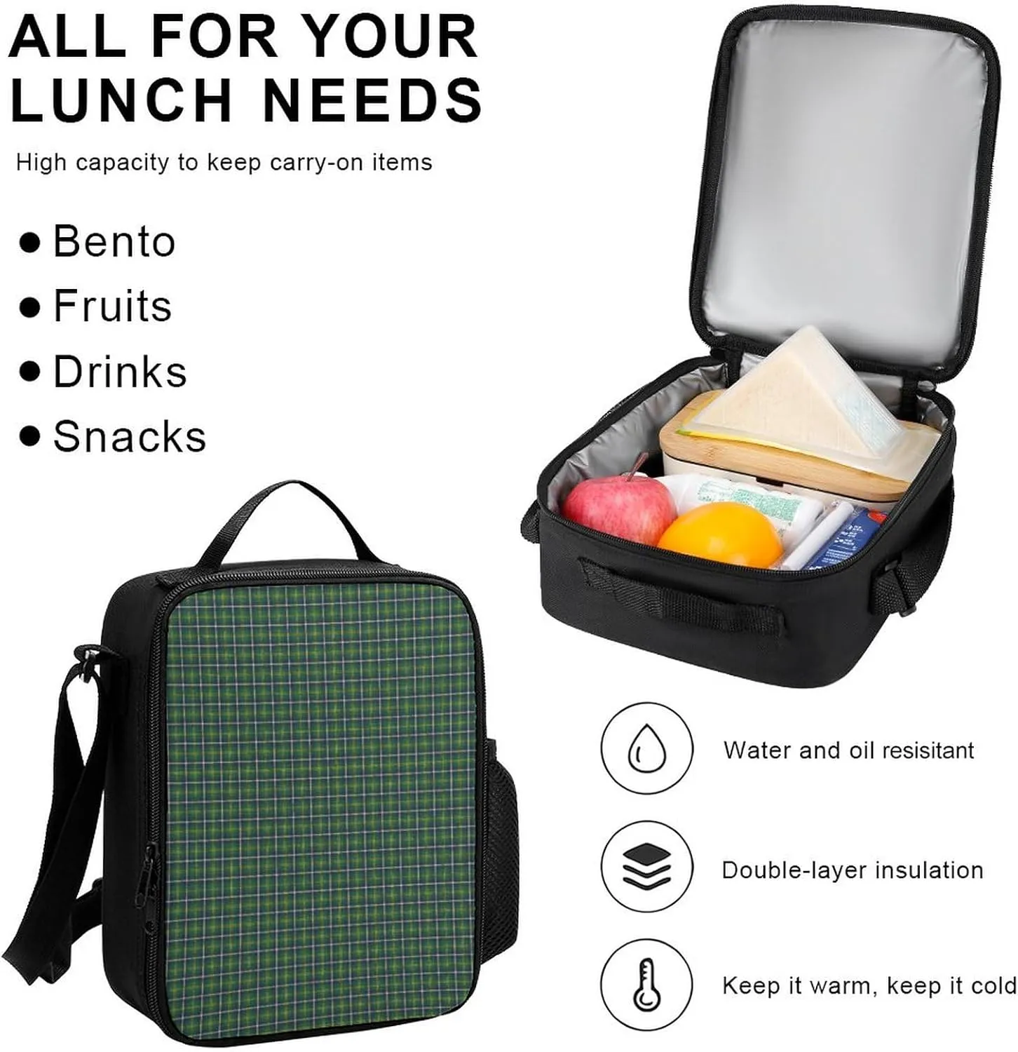 Clan Turnbull Hunting Tartan Lightweight Pocket Backpack Crossbody Lunch Bag Set Unisex