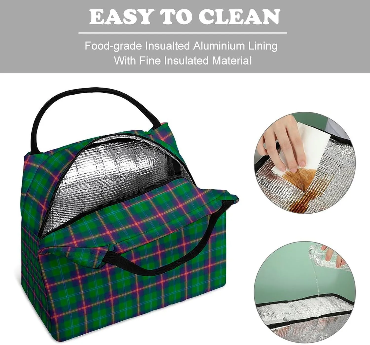 Clan Young Tartan Large Capacity Portable Hand-held Insulation Bag Unisex