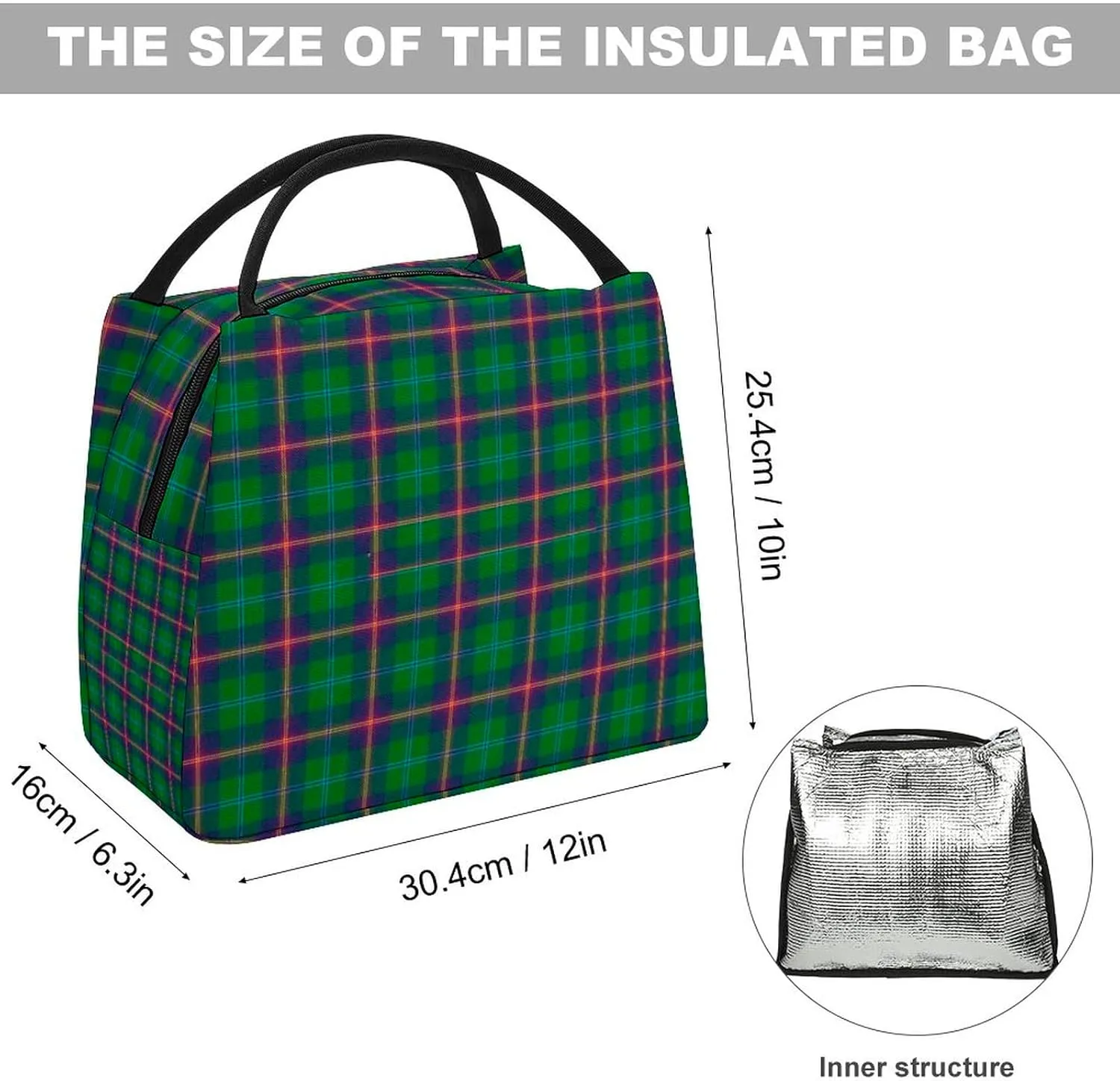 Clan Young Tartan Large Capacity Portable Hand-held Insulation Bag Unisex