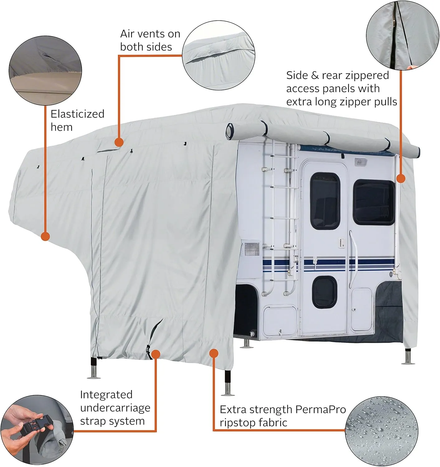 Classic Accessories Over Drive PolyPRO 3 Molded Fiberglass Travel Trailer Cover, Fits 8' - 10' Trailers