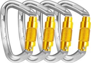 Climbing Carabiner Clips 25kN Auto Locking Carabiner, Professional Heavy Duty Large Locking Carabiner Clips for Rock/Ice Climbing Rappelling Rescue Swing etc, D Shaped, Large Size