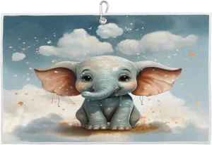 Cloud Cute Elephant Golf Towel with Heavy Duty Carabiner Ultra Absorbent Quick Dry Perfect for Cleaning Clubs Balls Gear Essential Golf Accessory for Men Women Kids