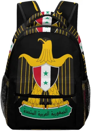Coat of Arms of The United Arab Republic Travel Backpack Lightweight Shoulders Bag Casual Daypack with Pockets for Men Women